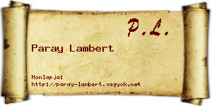 Paray Lambert névjegykártya